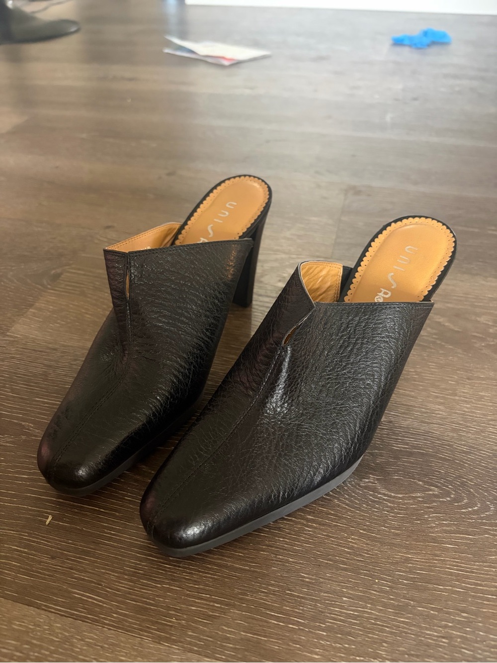 Unisa genuine patent leather slide on heeled loafer chunky 8.5 90s whimsigoth